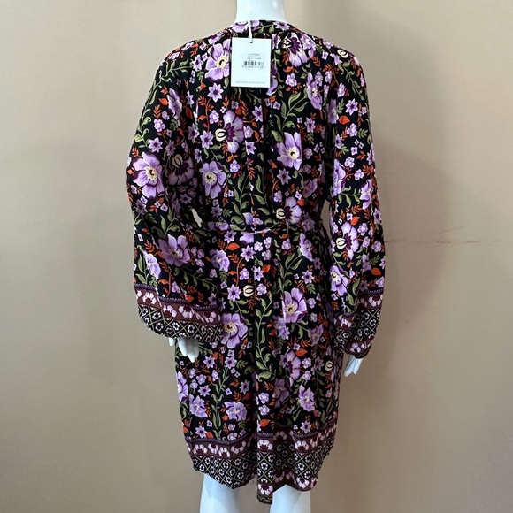 NWT Label of Love Violet Femme Floral Mini Dress Black Purple Womens Large - Picture 4 of 10